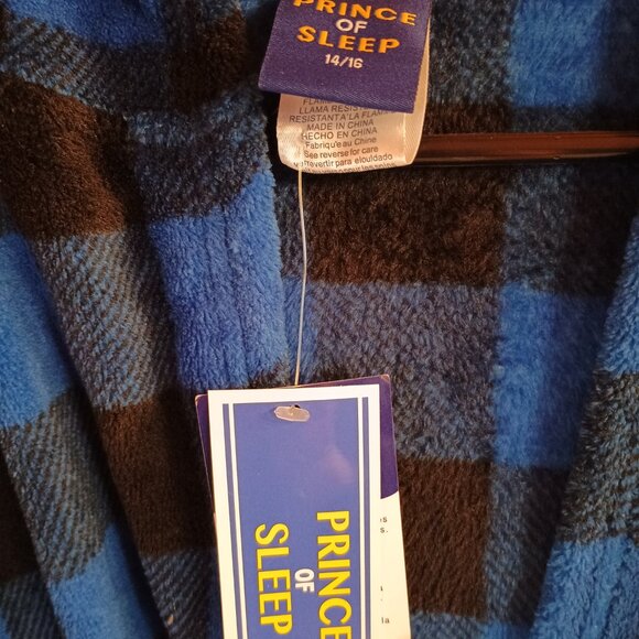 Prince of Sleep Hooded Fleece Bath Robe With Tie Waist - Picture 2 of 3